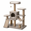 Katzenbaum aus Holz und Sisal, Beige, 120x60x40 cm