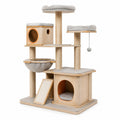 Mehrstufiger Katzenbaum aus Holz und Sisal, Beige, 120 cm