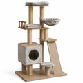 Katzenkratzbaum aus MDF mit Sisal und Plüsch 145cm Beige