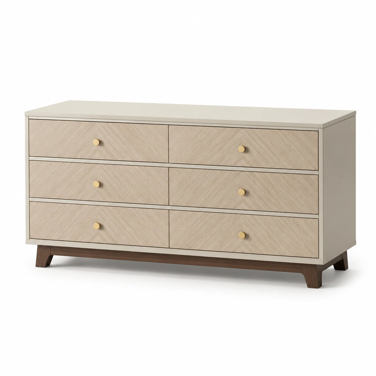 Kommode mit 6 Schubladen Holz Beige 120x45x75 cm