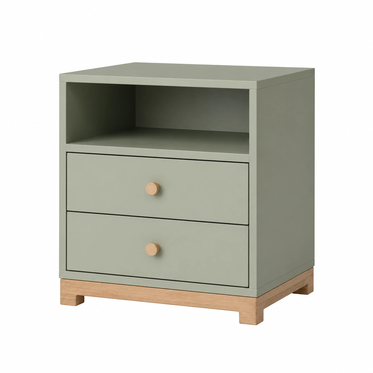 Nachttisch MDF mit Schubladen Salbeigrün 40x30x60cm