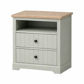 MDF Nachttisch mit Schubladen in Grau und Holzoptik 60x45x35cm