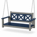Schaukelbank aus Holz Blau/Grau mit Ketten 150cm