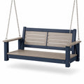 Gartenschaukelbank aus Holz-Verbundstoff Blau/Beige