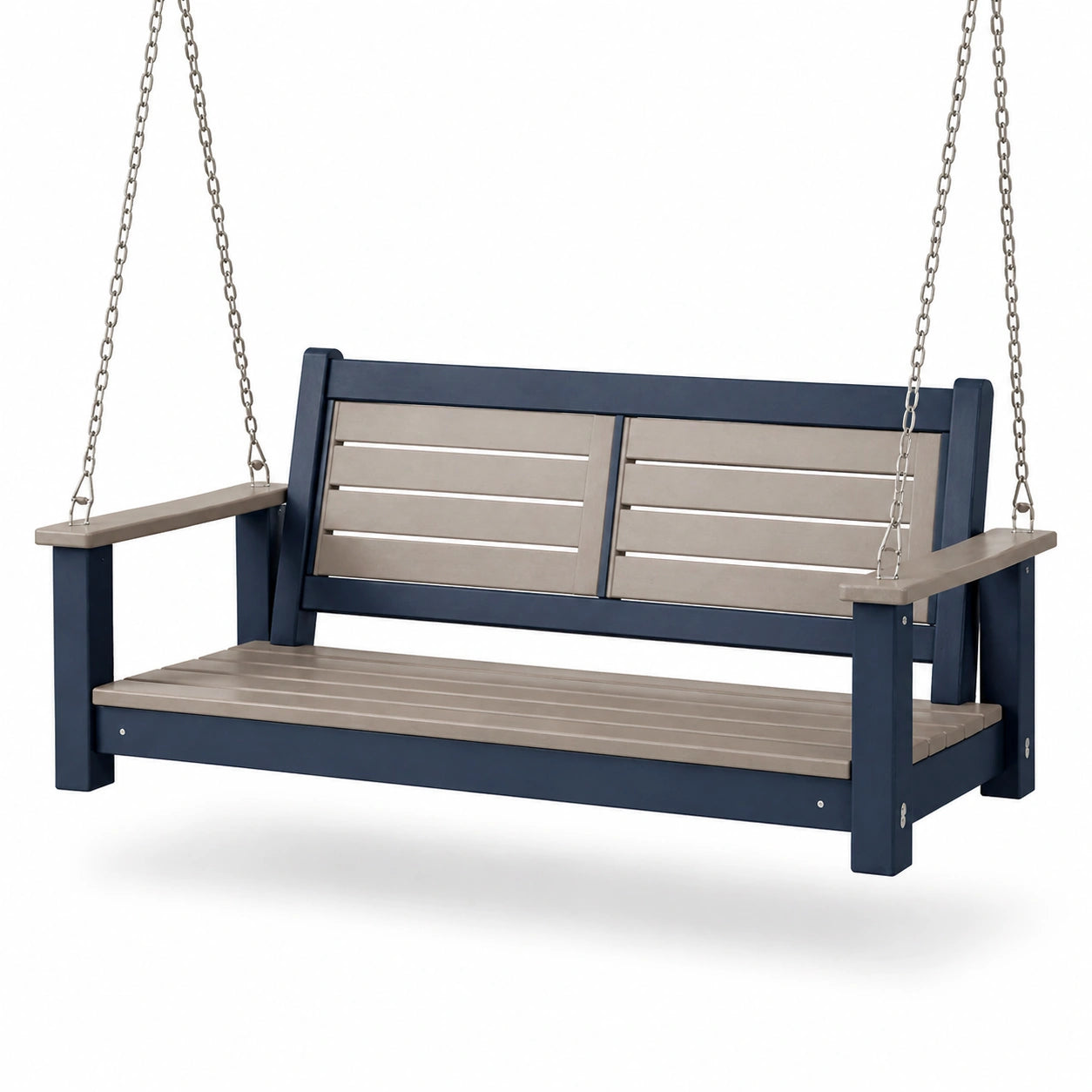 Gartenschaukelbank aus Holz-Verbundstoff Blau/Beige