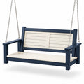 Gartenhängesofa aus Holz, Blau/Beige, 150 cm