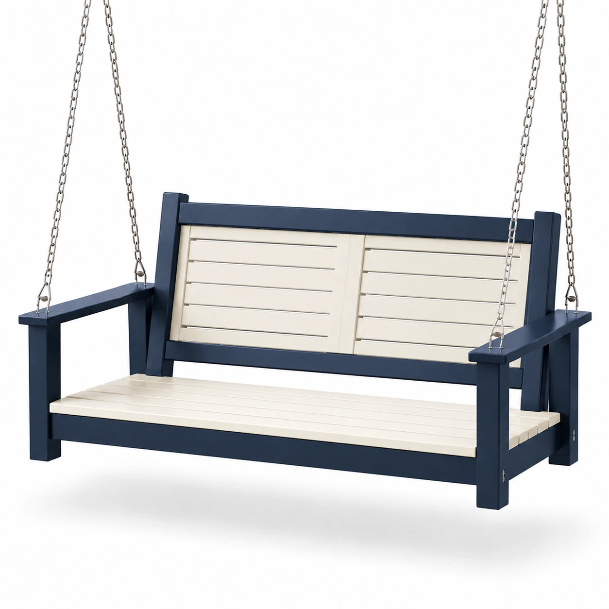 Gartenhängesofa aus Holz, Blau/Beige, 150 cm
