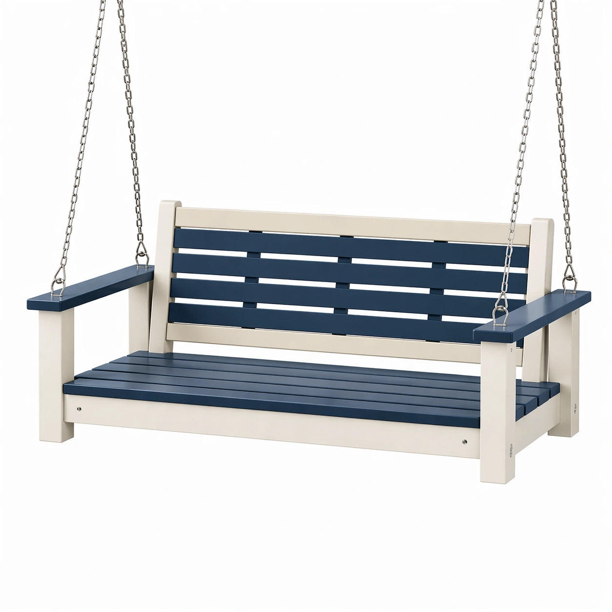 Metall- und Kunststoff-Gartenschaukel Blau/Beige 120 cm