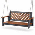Gartenschaukelbank Akazienholz mit Metallrahmen Braun-Schwarz