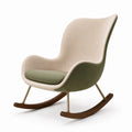 Polster-Schaukelstuhl Holzgestell Polyester Beige/Grün