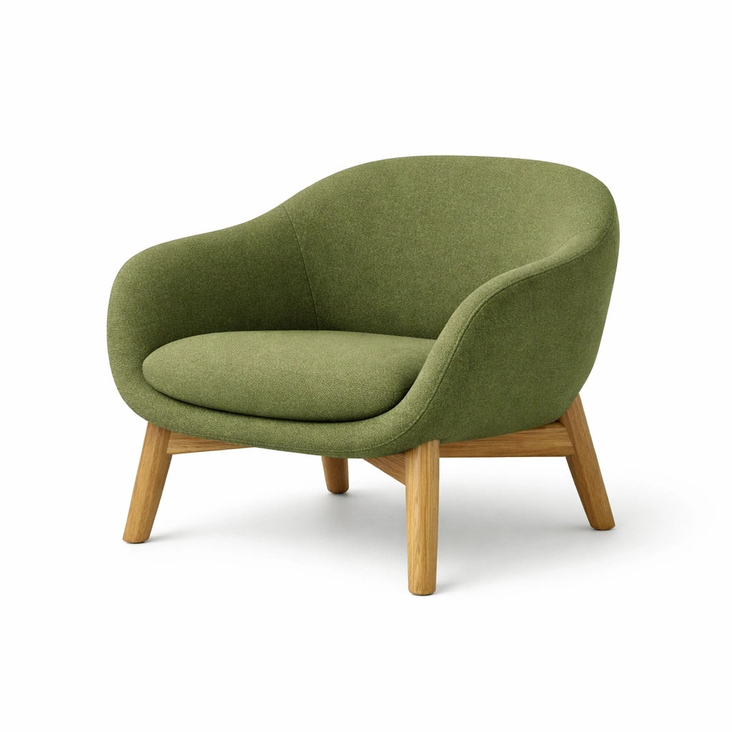 Sessel Stoff Grün Eichenholz 76cm x 70cm x 72cm