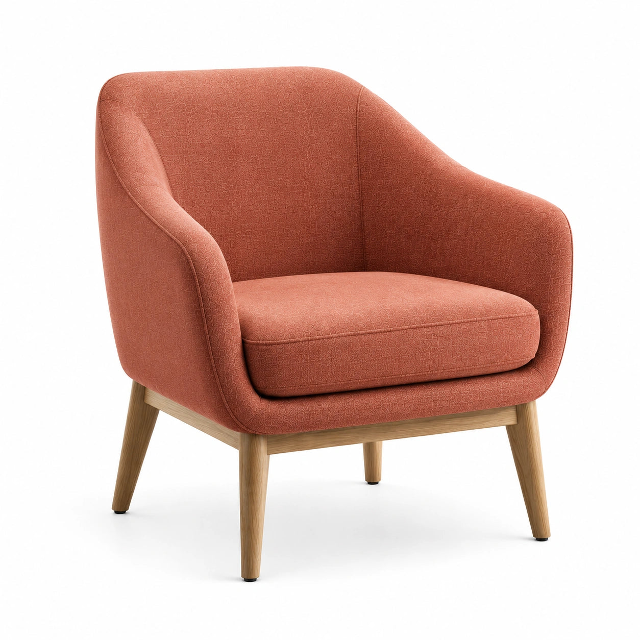 Sessel aus Polyester mit Holzbeinen, Orange
