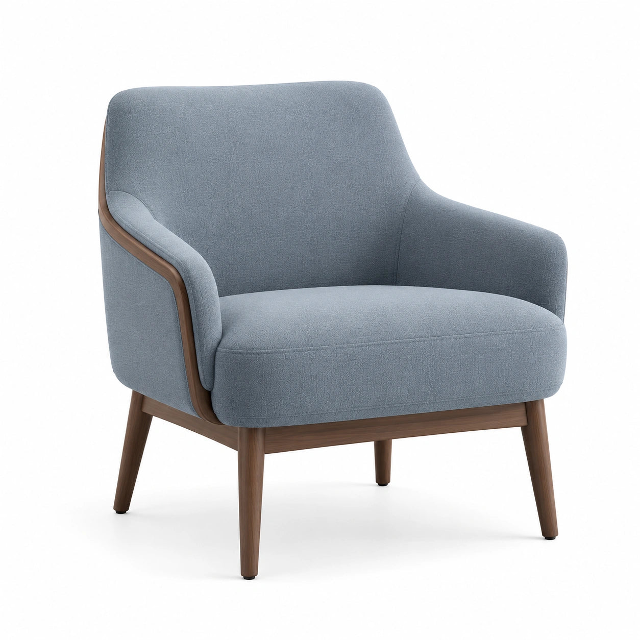 Sessel aus Polyestergewebe mit Holzbeinen, Blau