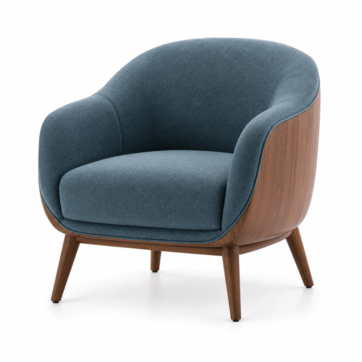 Sessel Holz Blau Stoff