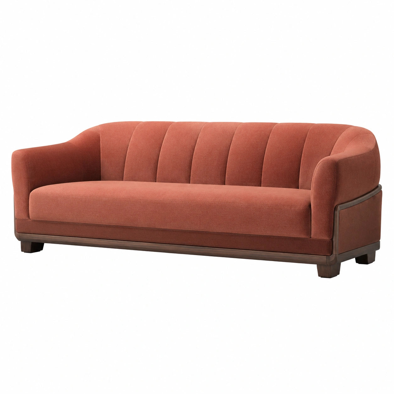 3-Sitzer Sofa Holz Stoff Orange 210cm