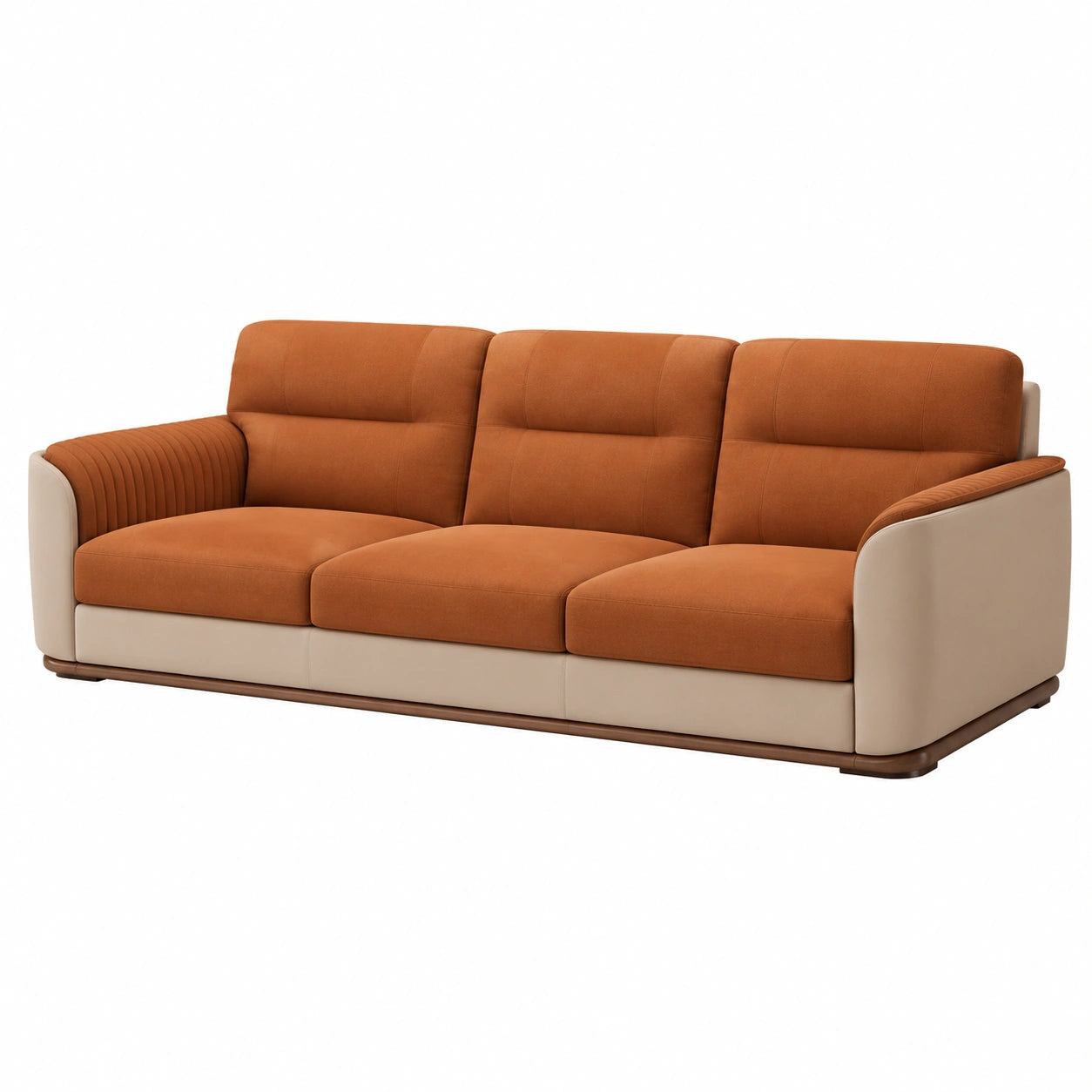 3-Sitzer Sofa Mikrofaser und Kunstleder Braun Beige 210cm