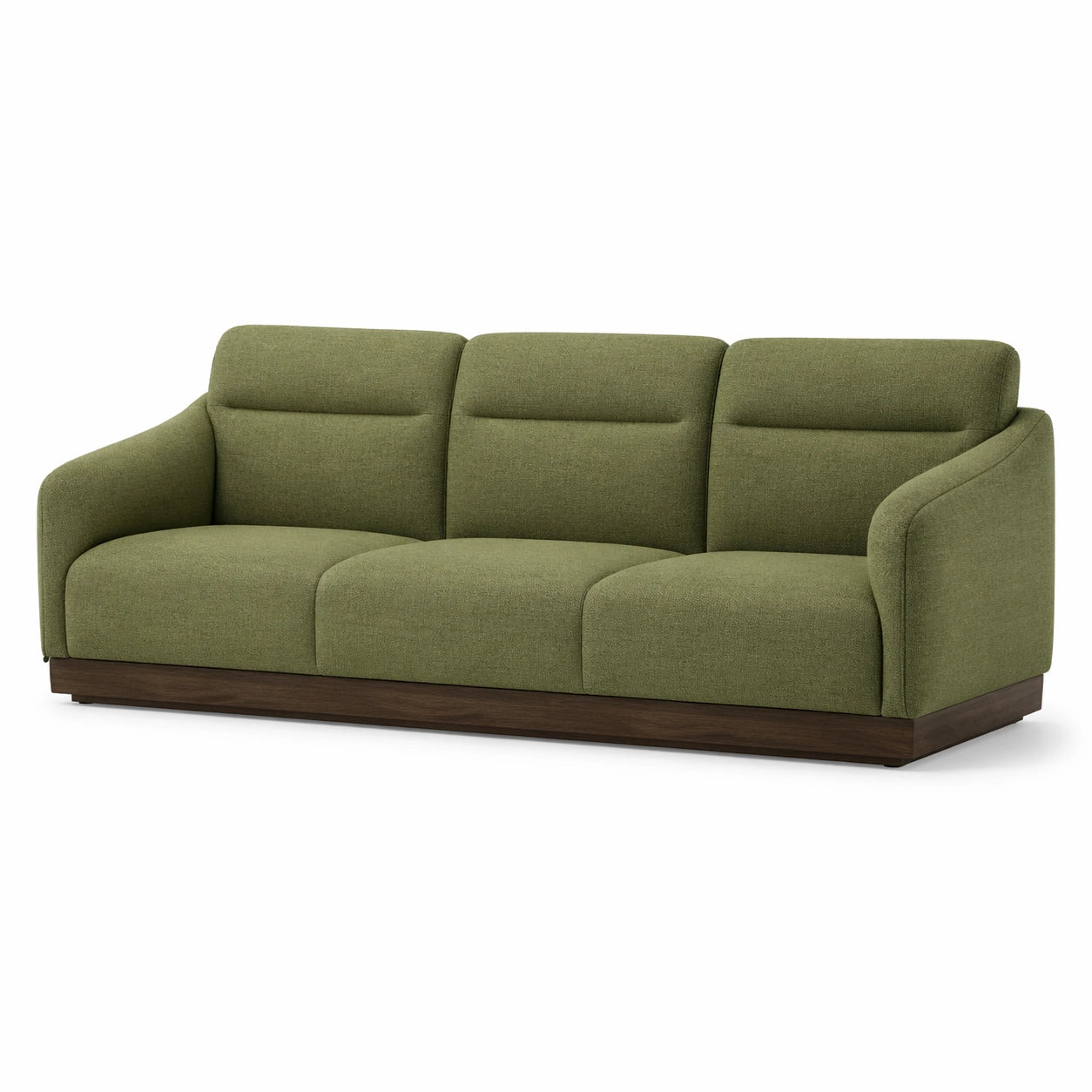 3-Sitzer Sofa aus Holz und Stoff Grün