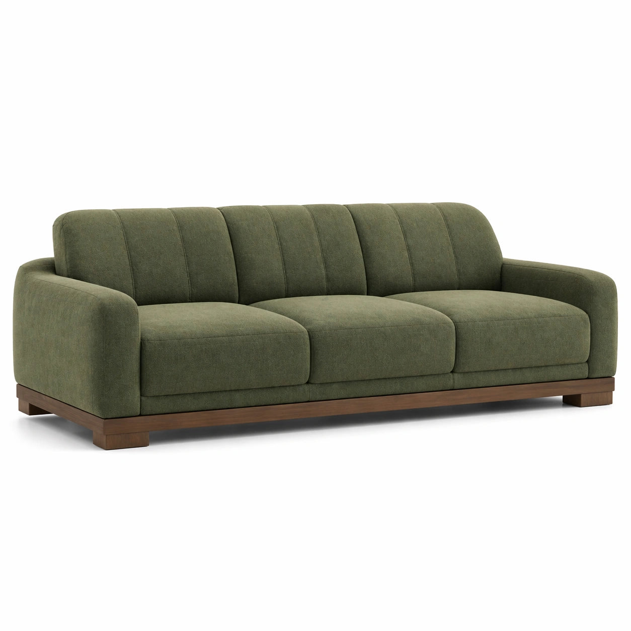 3-Sitzer Sofa Olivgrün Stoff Massivholz