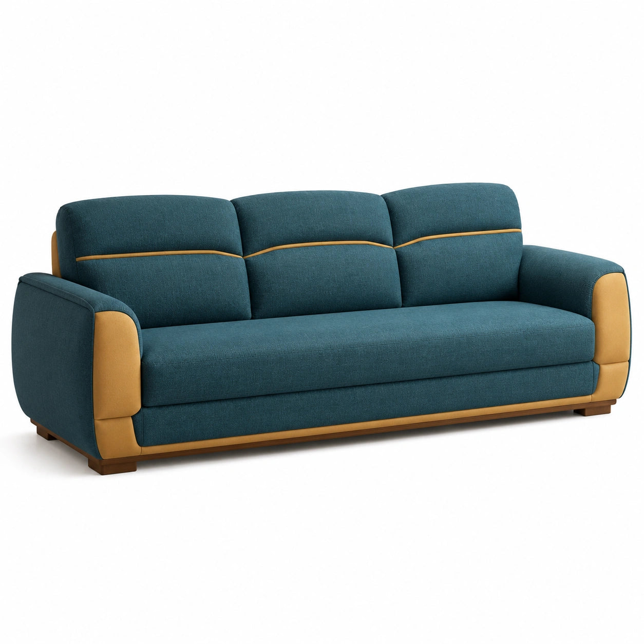 3-Sitzer Sofa Stoff Blau/Gelb