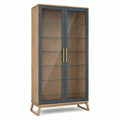 Vitrinenschrank Eichefurnier Gehärtetes Glas Anthrazit 180cm