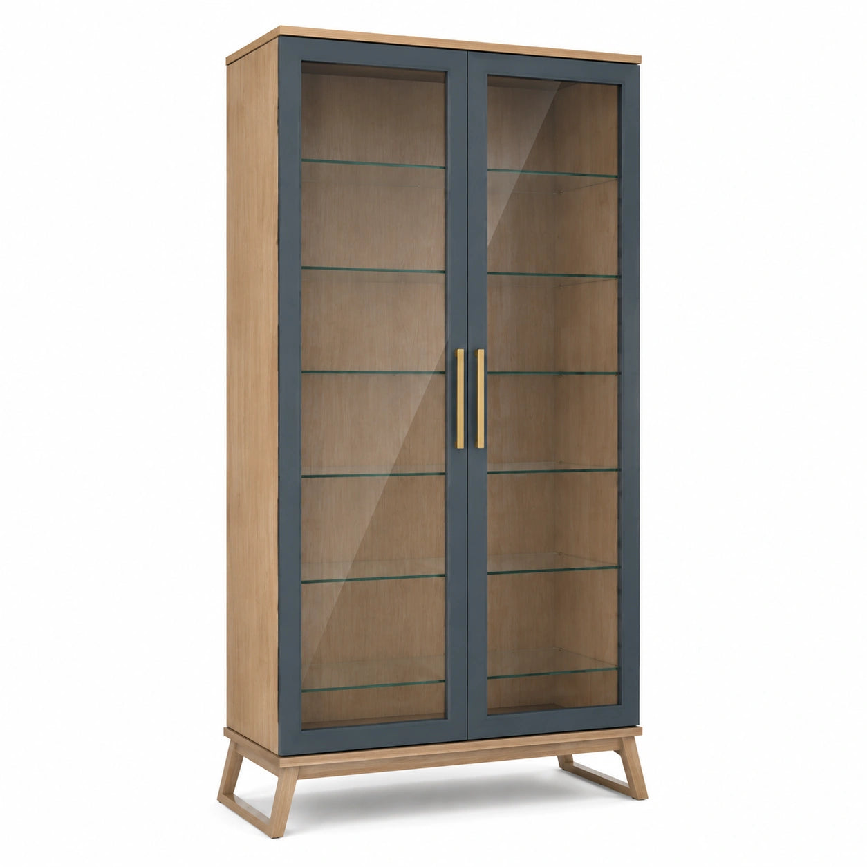 Vitrinenschrank Eichefurnier Gehärtetes Glas Anthrazit 180cm