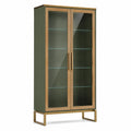 Vitrine aus MDF mit Glastüren und Stahlrahmen Grün 180cm