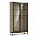 Vitrine mit Glastüren, Metallrahmen Schwarz/Bronze, 180 cm