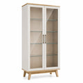 Vitrine mit Glastüren aus MDF und Sicherheitsglas Weiß Eiche 80x35x180 cm