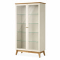 Vitrine Holz Glas Weiß 180x80x40cm