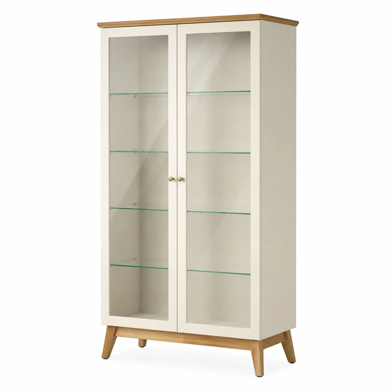 Vitrine Holz Glas Weiß 180x80x40cm