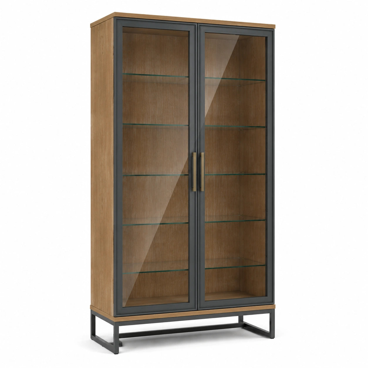 Vitrine aus Holz mit Metallrahmen und Glastüren 200x100x40cm