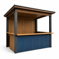 Holz- und Stahlverkaufsstand Braun/Blau