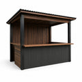 Outdoor Bar Theke Holzoptik Stahlrahmen Dunkelbraun Schwarz