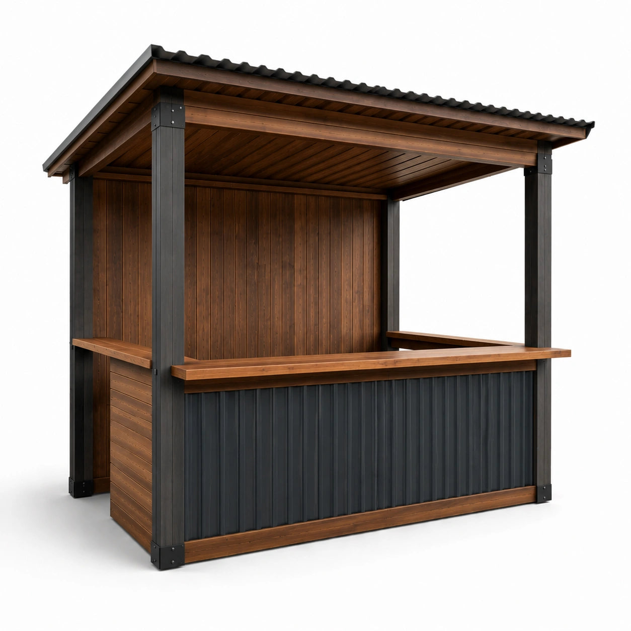 Holzverkaufsstand Kiefernholz und Stahl 250x150x230cm
