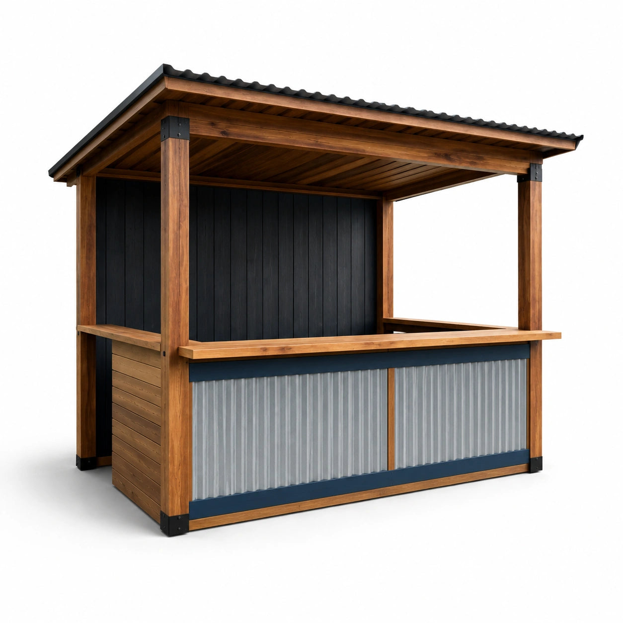 Holzkiosk mit Wellblechdach Anthrazit 200x100x210cm