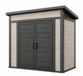 Kunststoff Gartenhaus Beige/Schwarz 182 cm x 94 cm x 200 cm