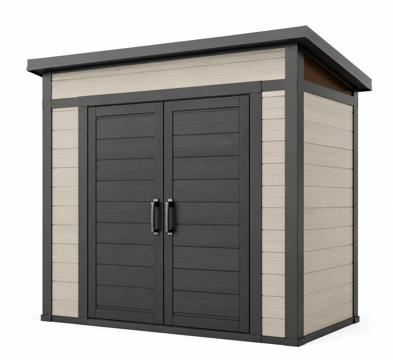 Kunststoff Gartenhaus Beige/Schwarz 182 cm x 94 cm x 200 cm