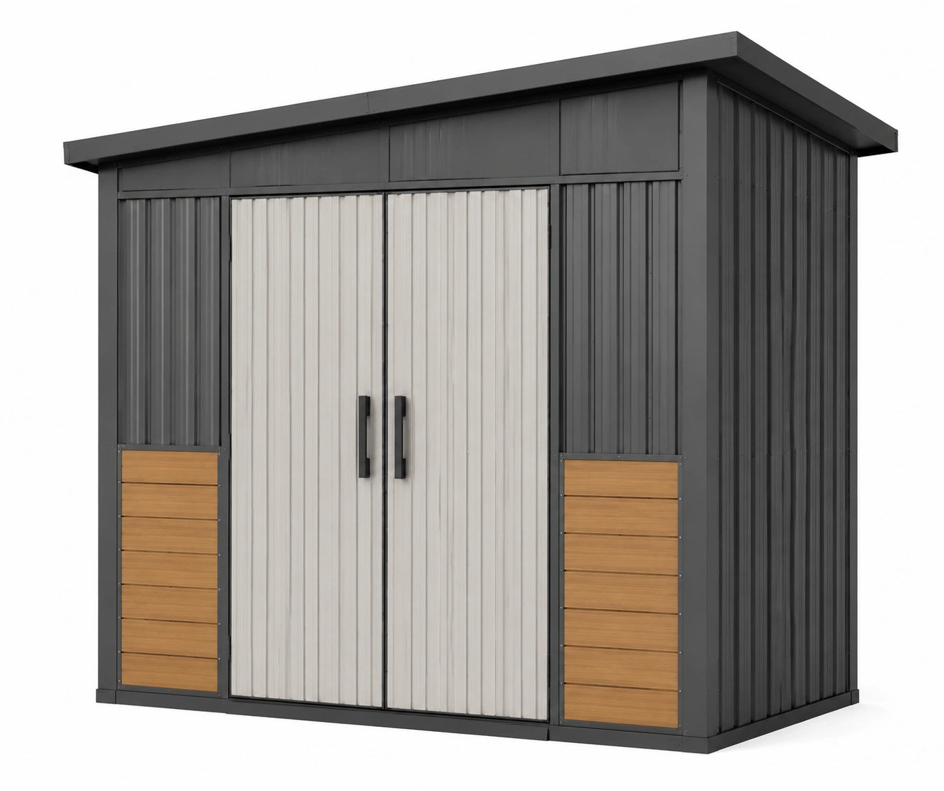 Metall-Gartenhaus Grau/Weiß/Braun 240x180x200 cm