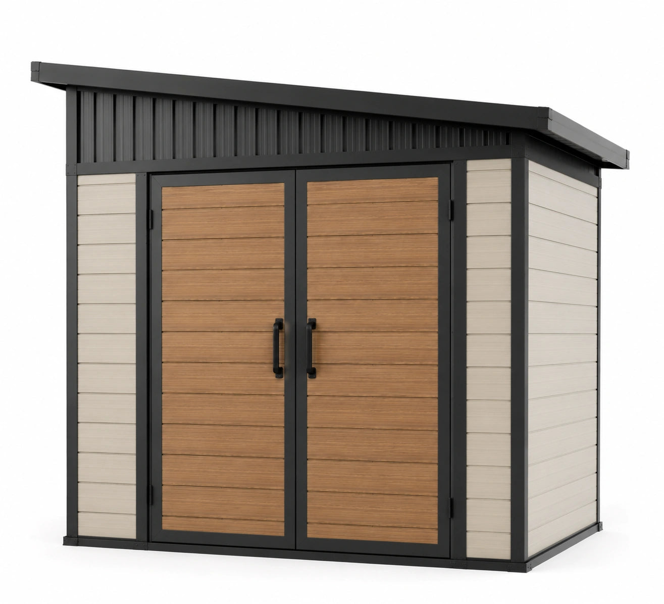 Gartenschuppen mit Metall- und Kunststoffkonstruktion 200x130x210 cm Schwarz/Braun
