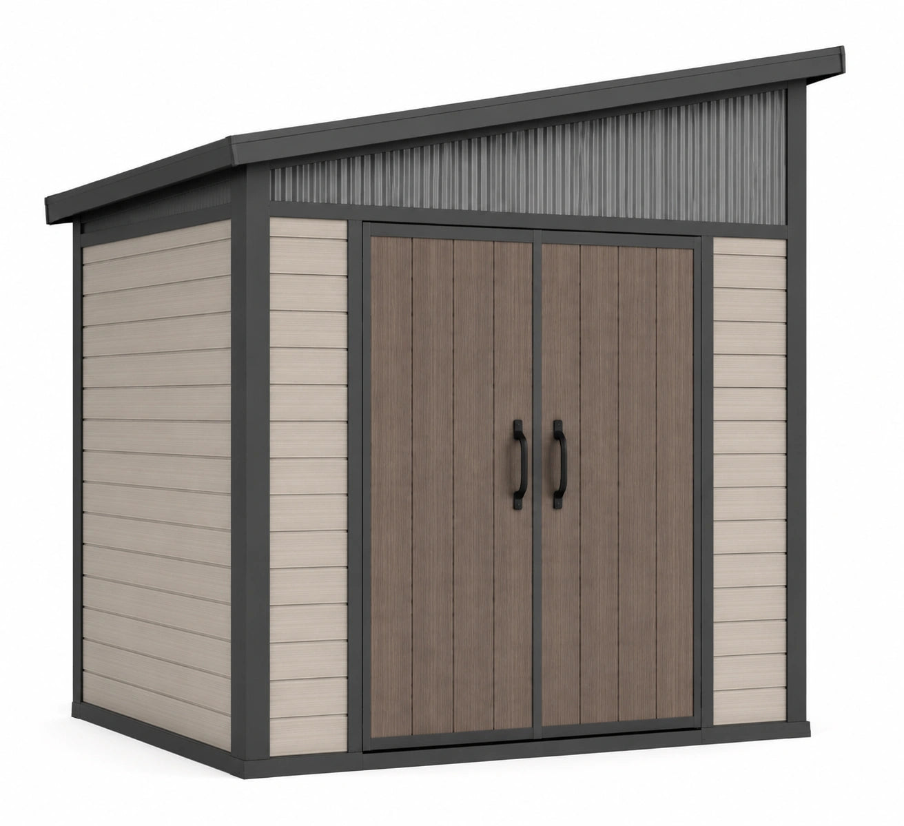 Gartenhaus Holzoptik Metallrahmen Grau/Braun 200x150x215 cm