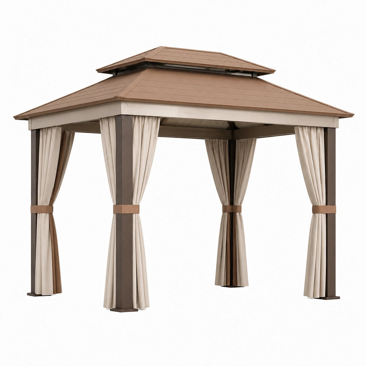 Gartenpavillon mit Stahlrahmen Braun/Beige 300x300x270 cm