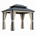 Gartenpavillon Stahl Polyester Dunkelgrau Sand 300x400 cm