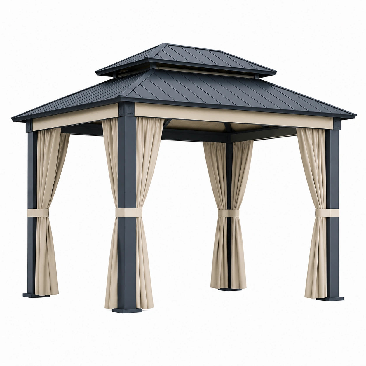 Gartenpavillon Stahl Polyester Dunkelgrau Sand 300x400 cm