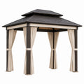 Gartenpavillon Aluminium 300x300x260cm Beige Dunkelbraun