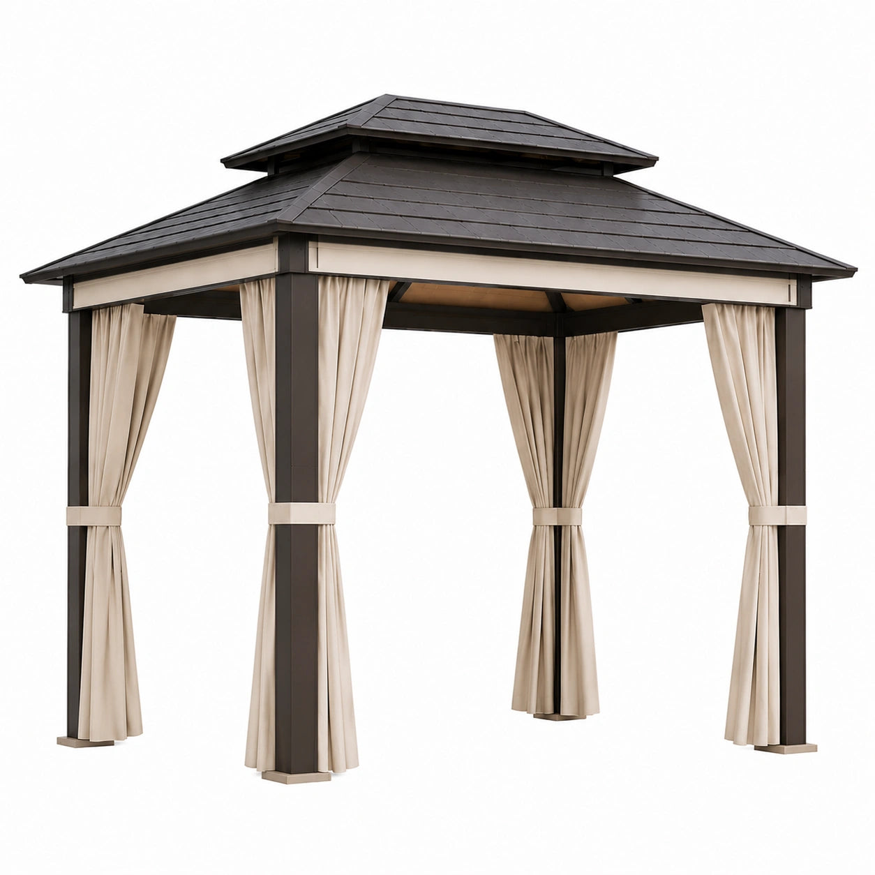 Gartenpavillon Aluminium 300x300x260cm Beige Dunkelbraun