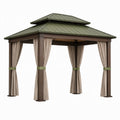 Gartenpavillon Aluminium Stahl Grün Beige 300x300x260 cm