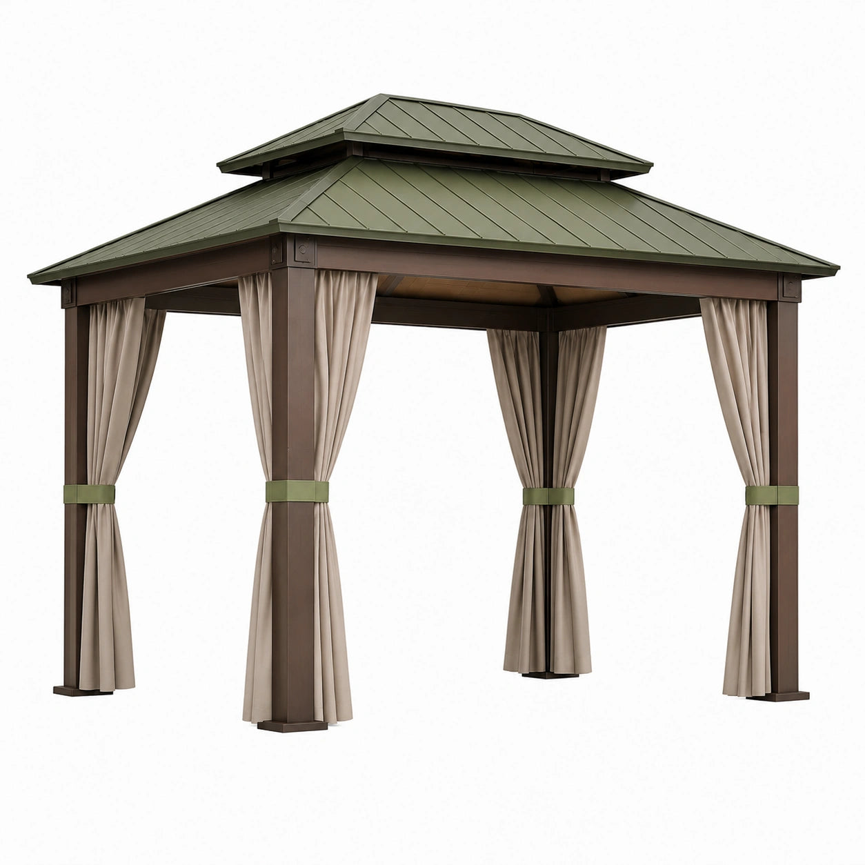Gartenpavillon Aluminium Stahl Grün Beige 300x300x260 cm