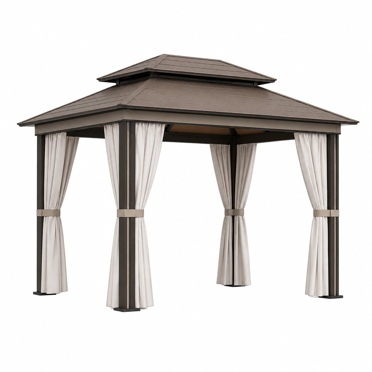 Aluminium Pavillon mit Polycarbonat-Dach und Polyester-Vorhängen