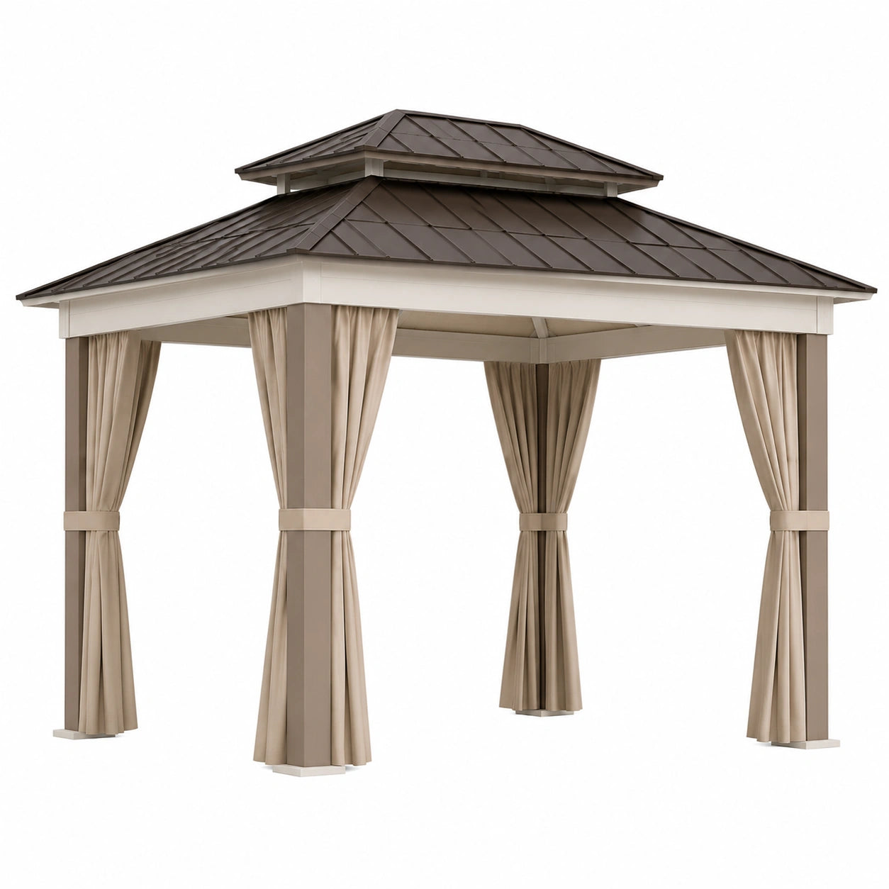 Gartenpavillon Aluminium Stahl Polyester Beige Braun 3x3m