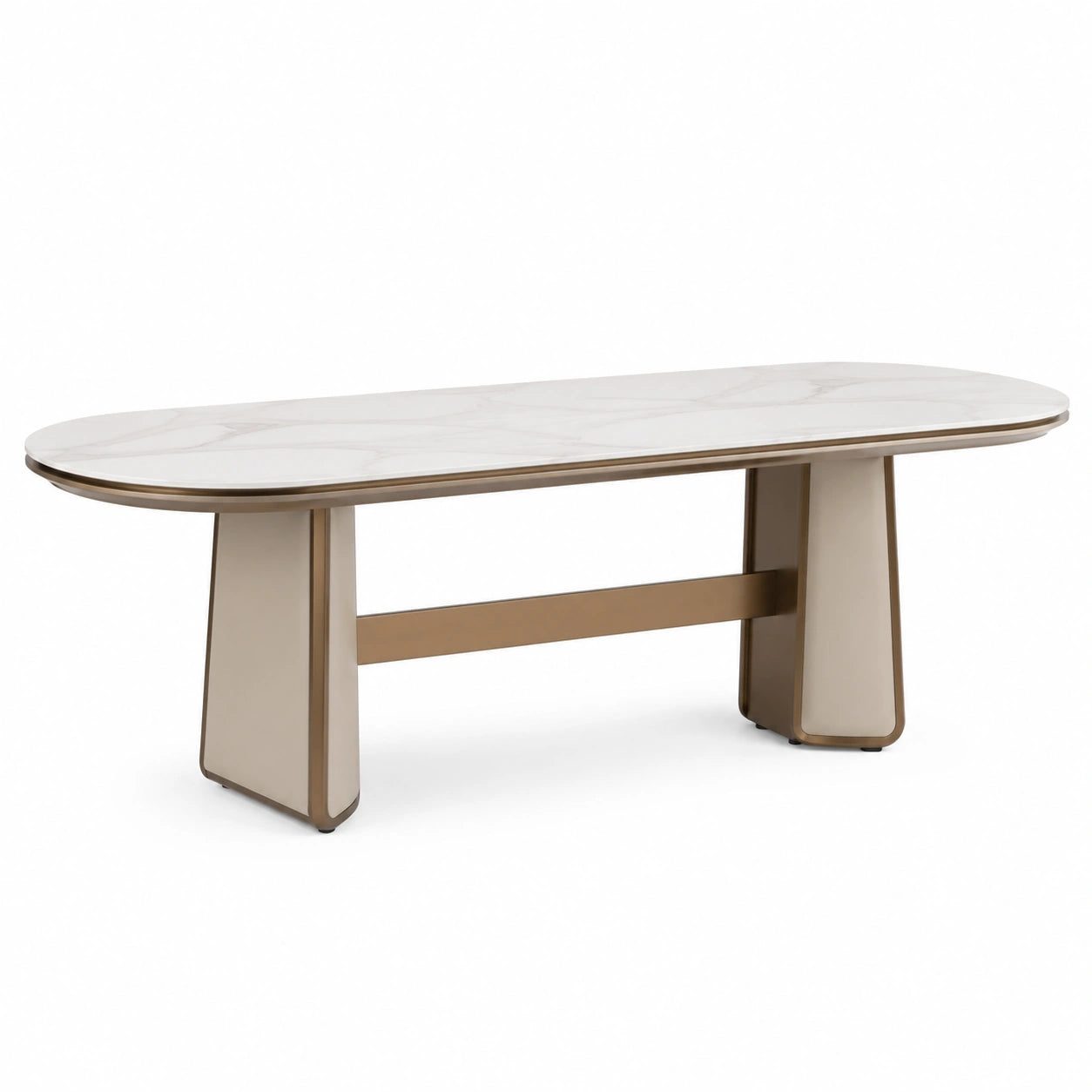 Esstisch Oval Keramikplatte Beige 200x100x75cm